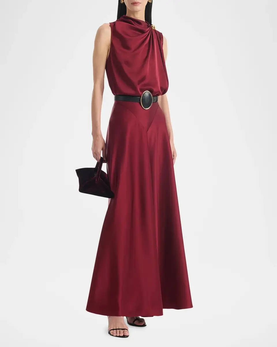 Altuzarra Ames V-Yoke Satin A-Line Maxi Skirt | Thumbnail 2