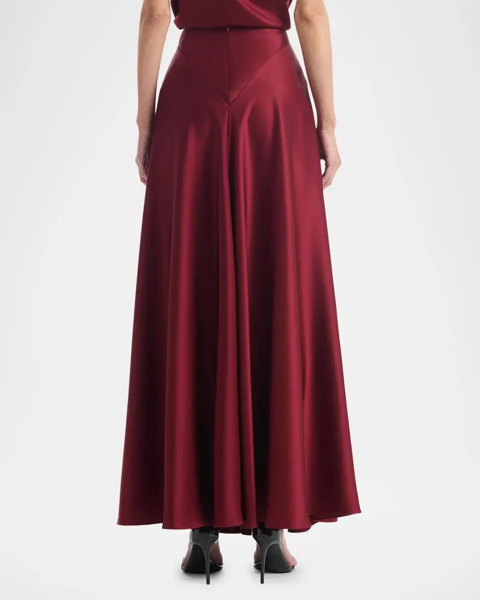 Altuzarra Ames V-Yoke Satin A-Line Maxi Skirt | Thumbnail 3