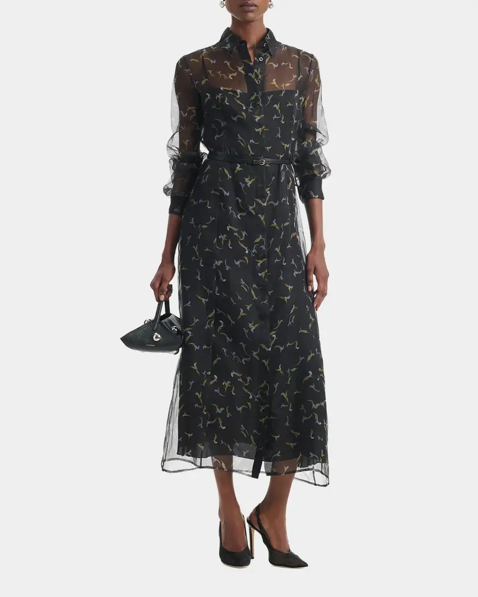 Altuzarra Judina Abstract-Print Silk Organza Belted Midi Shirtdress | Thumbnail 2 Altuzarra Judina Abstract-Print Silk Organza Belted Midi Shirtdress | Thumbnail 2