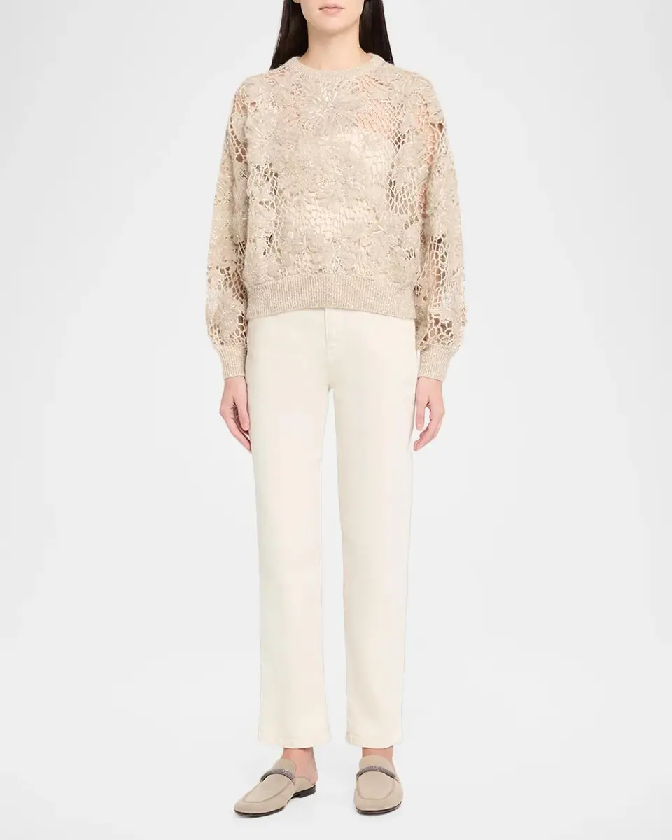 Brunello Cucinelli Couture Mohair Floral and Sequin Sweater | Thumbnail 2 Brunello Cucinelli Couture Mohair Floral and Sequin Sweater | Thumbnail 2