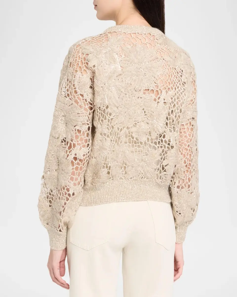 Brunello Cucinelli Couture Mohair Floral and Sequin Sweater | Thumbnail 3 Brunello Cucinelli Couture Mohair Floral and Sequin Sweater | Thumbnail 3