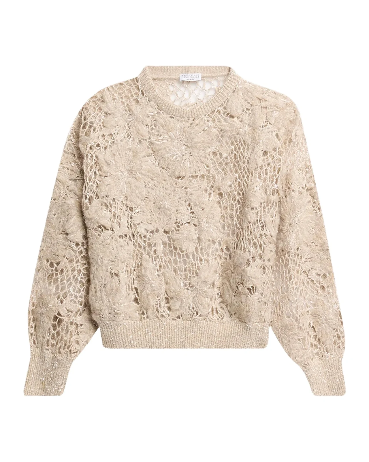 Brunello Cucinelli Couture Mohair Floral and Sequin Sweater