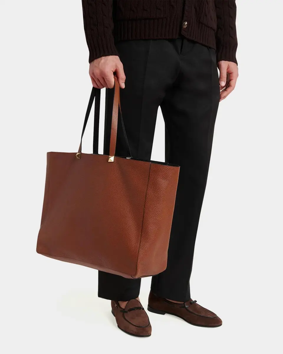 Valentino Garavani Men's Reversible Rockstud Leather Tote Bag | Thumbnail 2 Valentino Garavani Men's Reversible Rockstud Leather Tote Bag | Thumbnail 2