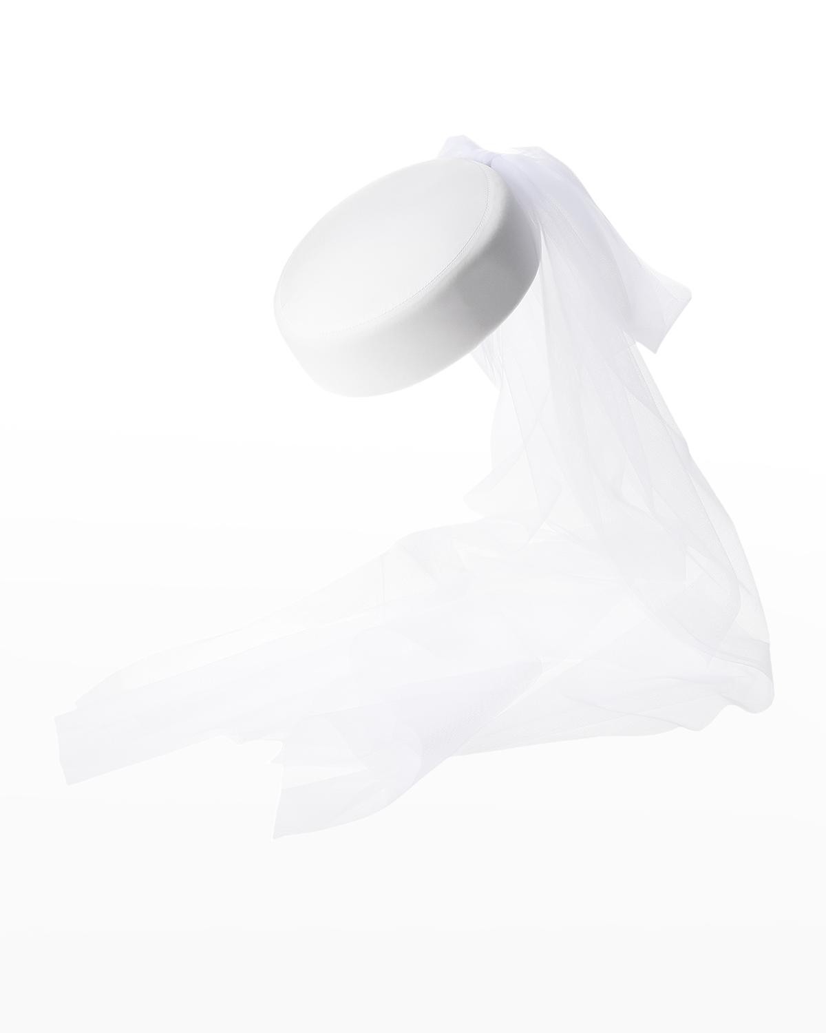 Maison Michel Jackie Wool Pillbox Hat w/ Bow Veil