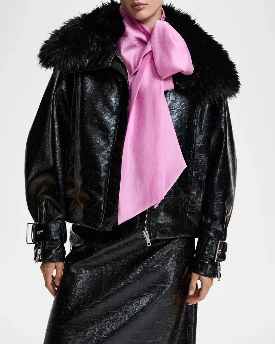 Essentiel Antwerp Kabuki Faux Leather Bomber Jacket with Faux-Fur Collar | Thumbnail 4 Essentiel Antwerp Kabuki Faux Leather Bomber Jacket with Faux-Fur Collar | Thumbnail 4