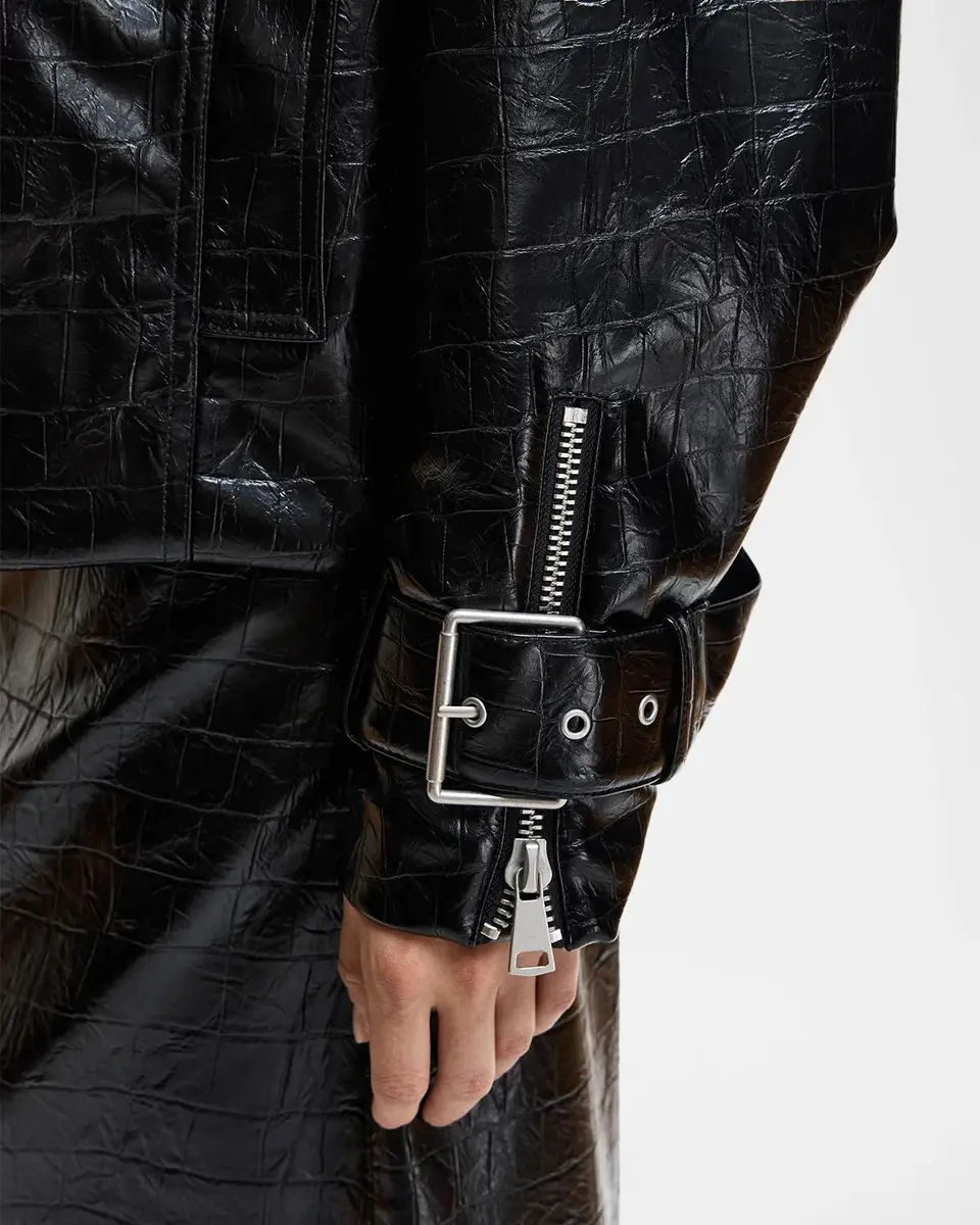 Essentiel Antwerp Kabuki Faux Leather Bomber Jacket with Faux-Fur Collar | Thumbnail 5 Essentiel Antwerp Kabuki Faux Leather Bomber Jacket with Faux-Fur Collar | Thumbnail 5