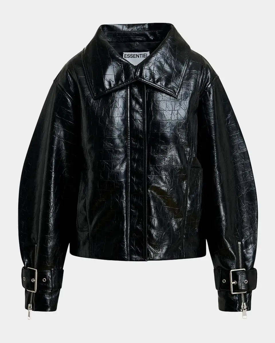 Essentiel Antwerp Kabuki Faux Leather Bomber Jacket with Faux-Fur Collar | Thumbnail 6 Essentiel Antwerp Kabuki Faux Leather Bomber Jacket with Faux-Fur Collar | Thumbnail 6