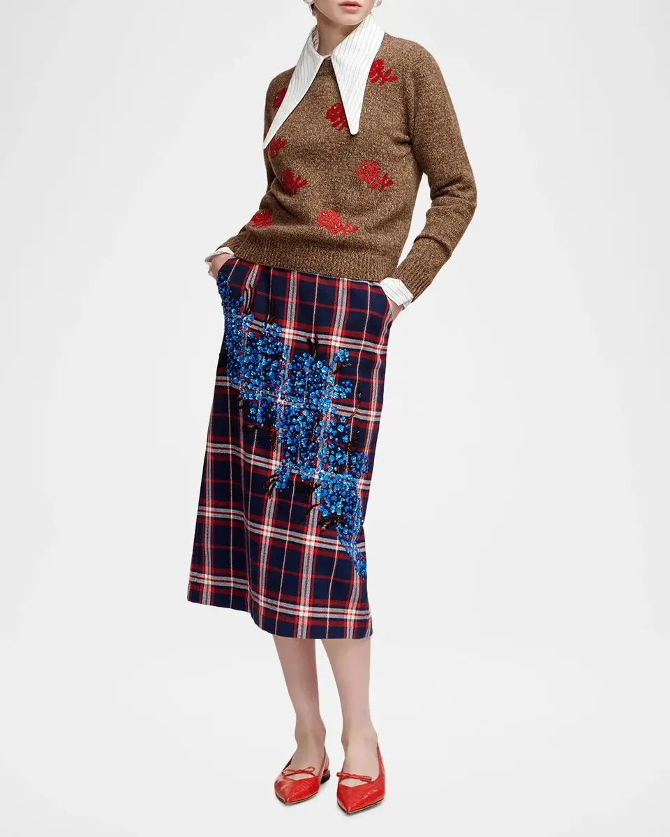 Essentiel Antwerp Kathee Embellished Plaid Midi Skirt | Thumbnail 2 Essentiel Antwerp Kathee Embellished Plaid Midi Skirt | Thumbnail 2