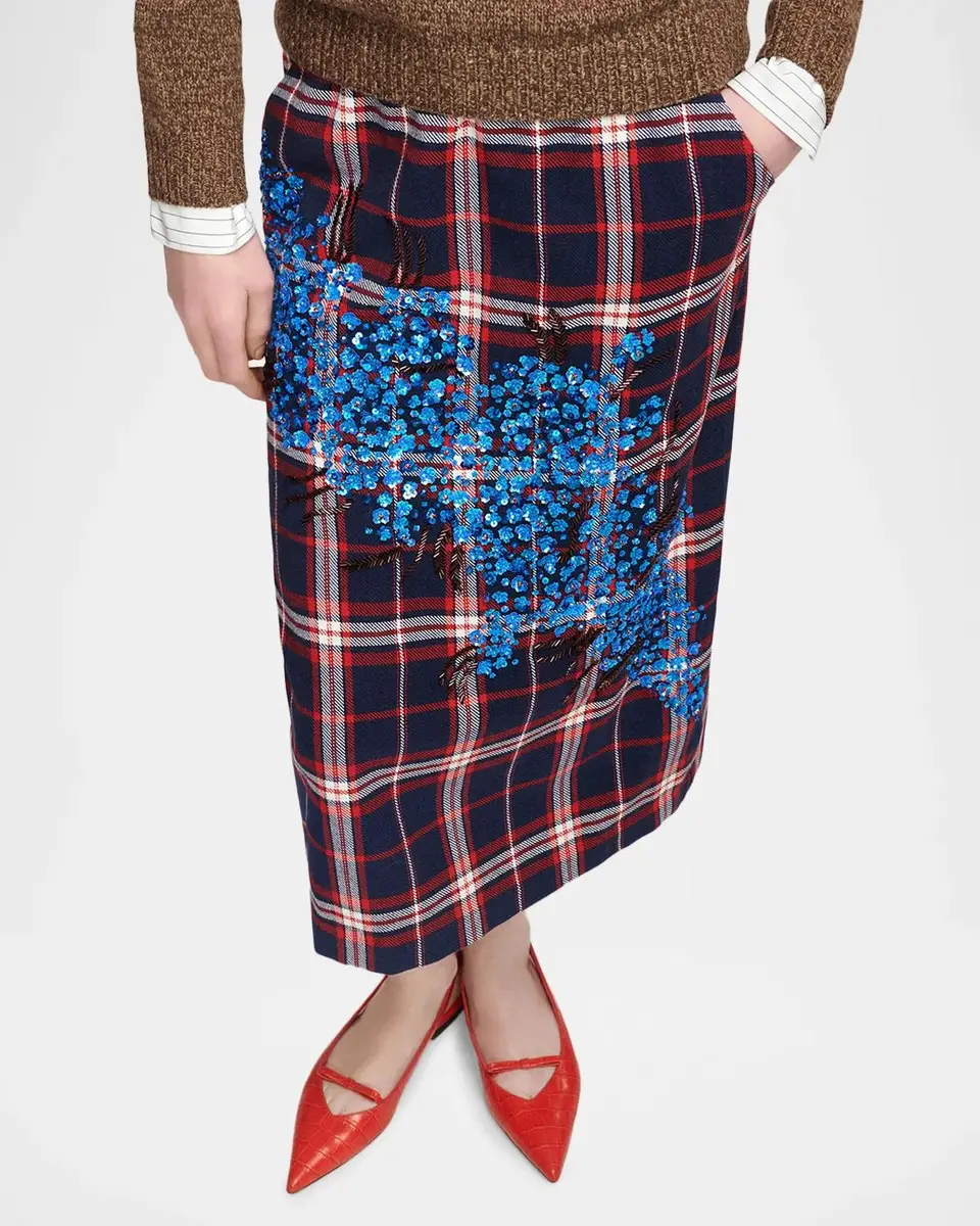 Essentiel Antwerp Kathee Embellished Plaid Midi Skirt | Thumbnail 4 Essentiel Antwerp Kathee Embellished Plaid Midi Skirt | Thumbnail 4
