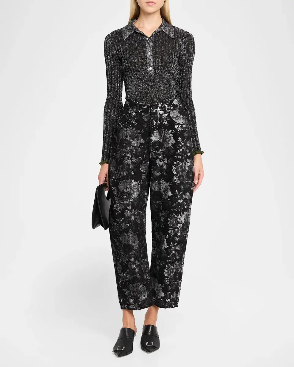 Essentiel Antwerp Karan Metallic Rib-Knit Polo Top | Thumbnail 2 Essentiel Antwerp Karan Metallic Rib-Knit Polo Top | Thumbnail 2