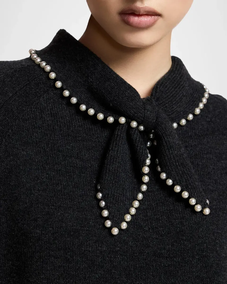 Essentiel Antwerp Kasa Embellished Scarf Wool-Cashmere Sweater | Thumbnail 5 Essentiel Antwerp Kasa Embellished Scarf Wool-Cashmere Sweater | Thumbnail 5