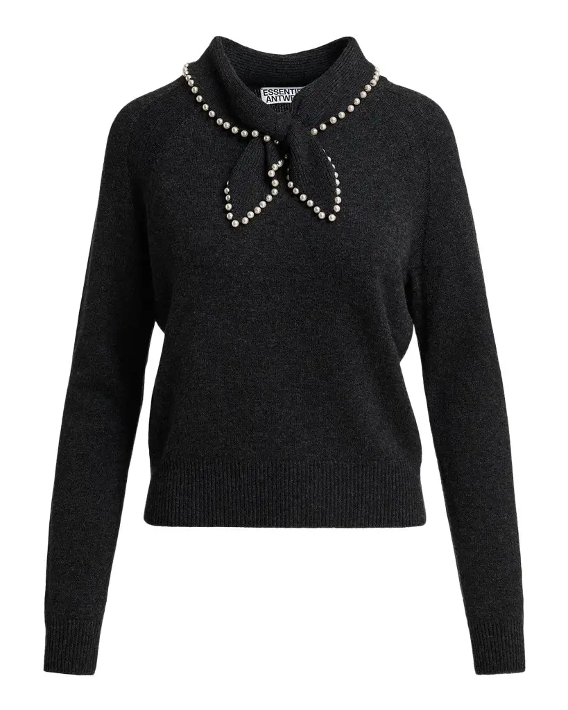 Essentiel Antwerp Kasa Embellished Scarf Wool-Cashmere Sweater