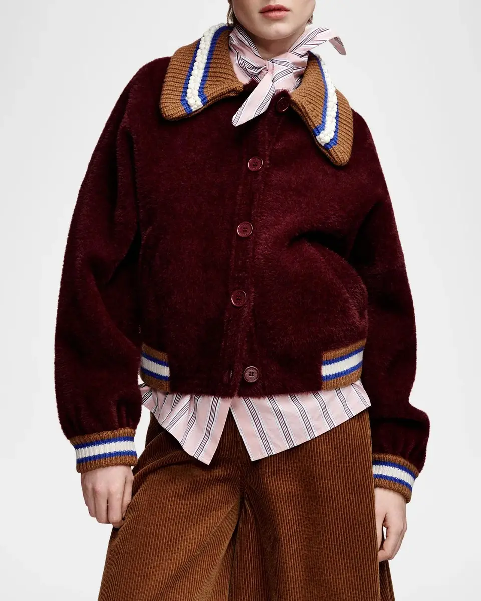 Essentiel Antwerp Kamore Contrast Knit Sherpa Bomber Jacket | Thumbnail 4 Essentiel Antwerp Kamore Contrast Knit Sherpa Bomber Jacket | Thumbnail 4