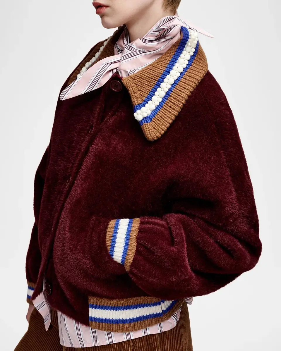 Essentiel Antwerp Kamore Contrast Knit Sherpa Bomber Jacket | Thumbnail 5 Essentiel Antwerp Kamore Contrast Knit Sherpa Bomber Jacket | Thumbnail 5