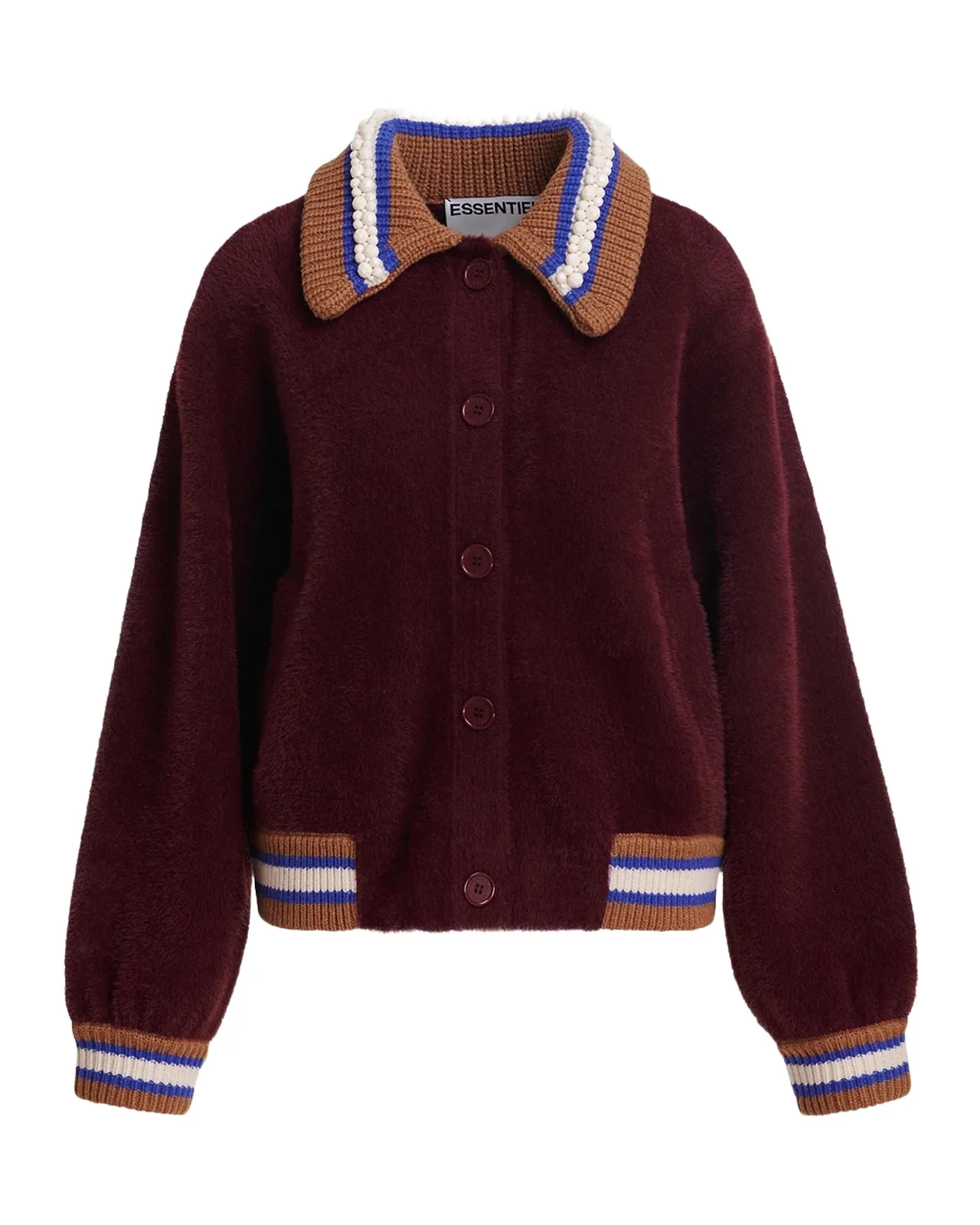 Essentiel Antwerp Kamore Contrast Knit Sherpa Bomber Jacket