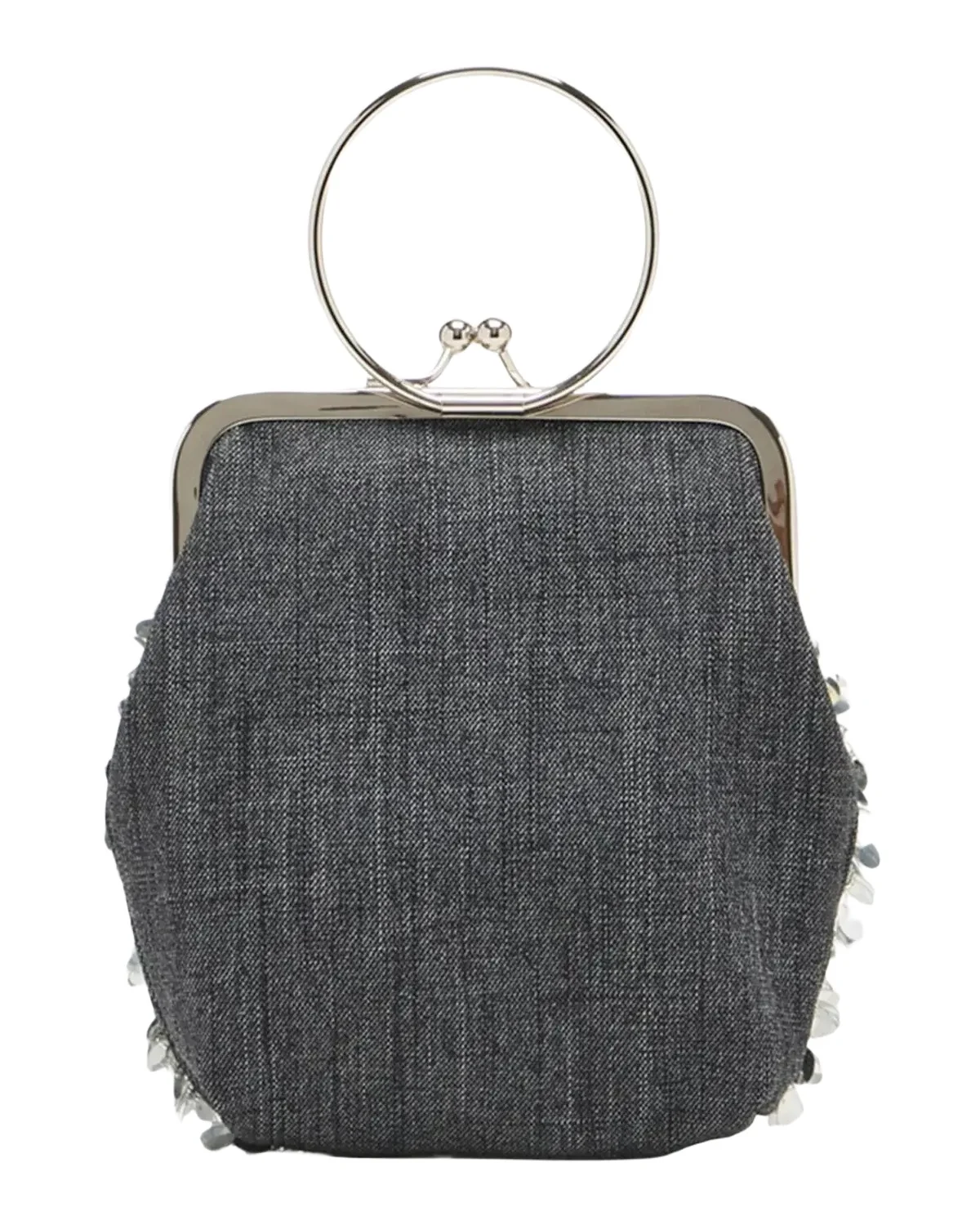 Plan C Small Metal Ring Denim Top-Handle Bag