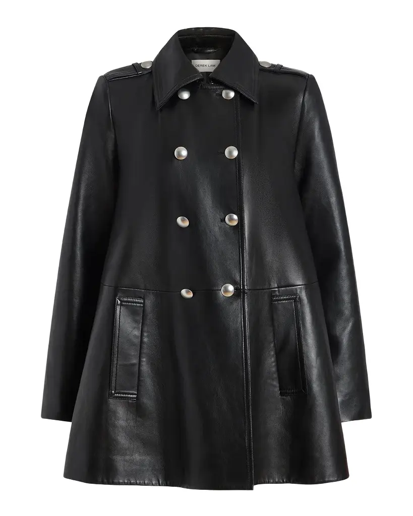 Leather Double-Breasted Swing Coat Leather Double-Breasted Swing Coat