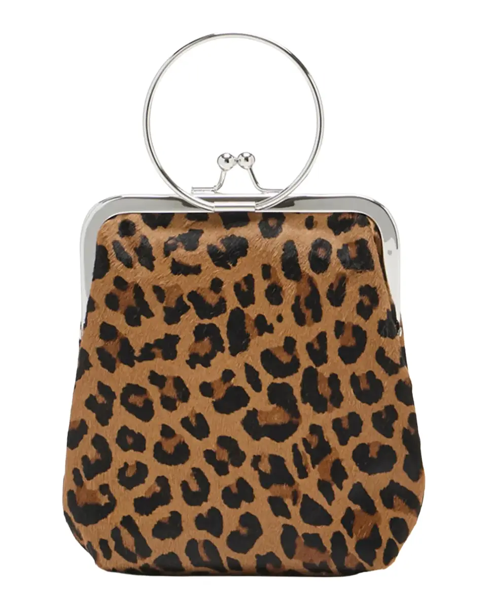 Plan C Small Metal Ring Leopard Calf Hair Top-Handle Bag | Thumbnail 2