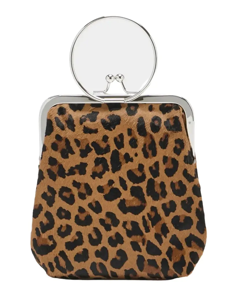 Plan C Small Metal Ring Leopard Calf Hair Top-Handle Bag