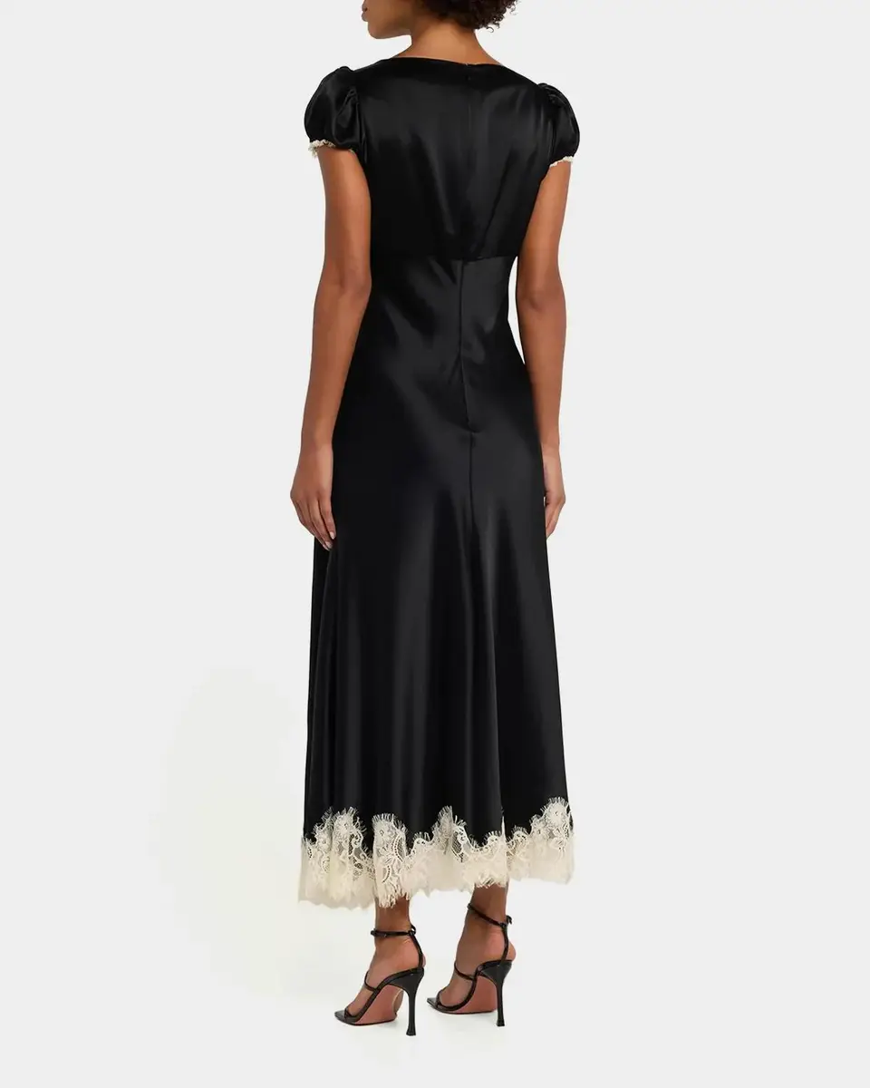 Cinq à Sept Sienne Lace-Trim Satin Midi Dress | Thumbnail 3 Cinq à Sept Sienne Lace-Trim Satin Midi Dress | Thumbnail 3