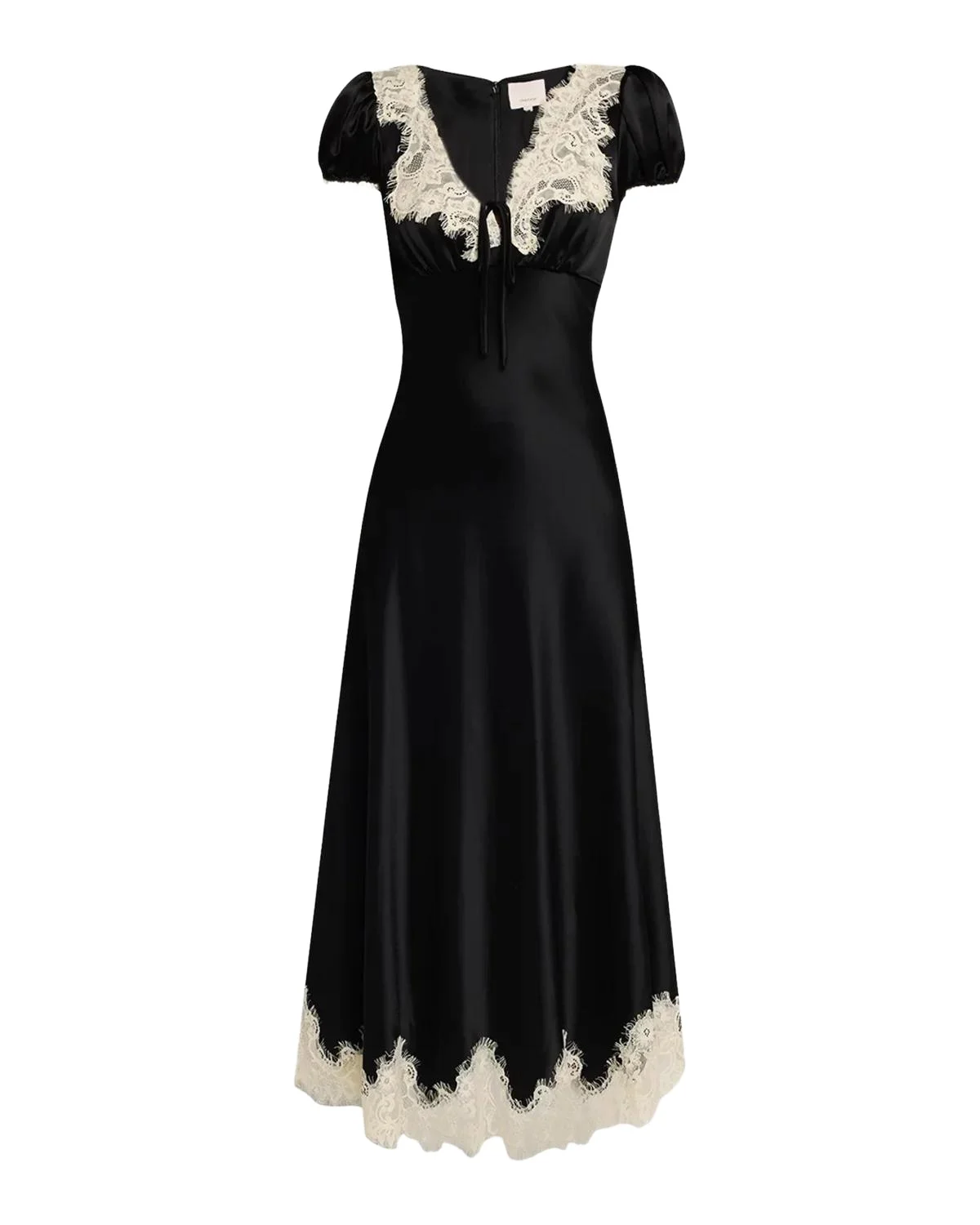 Sienne Lace-Trim Satin Midi Dress