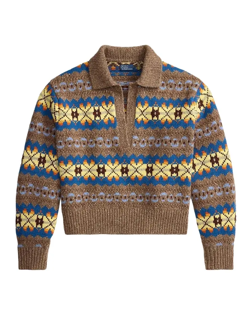 Fair Isle Wool-Blend Polo-Collar Sweater Fair Isle Wool-Blend Polo-Collar Sweater