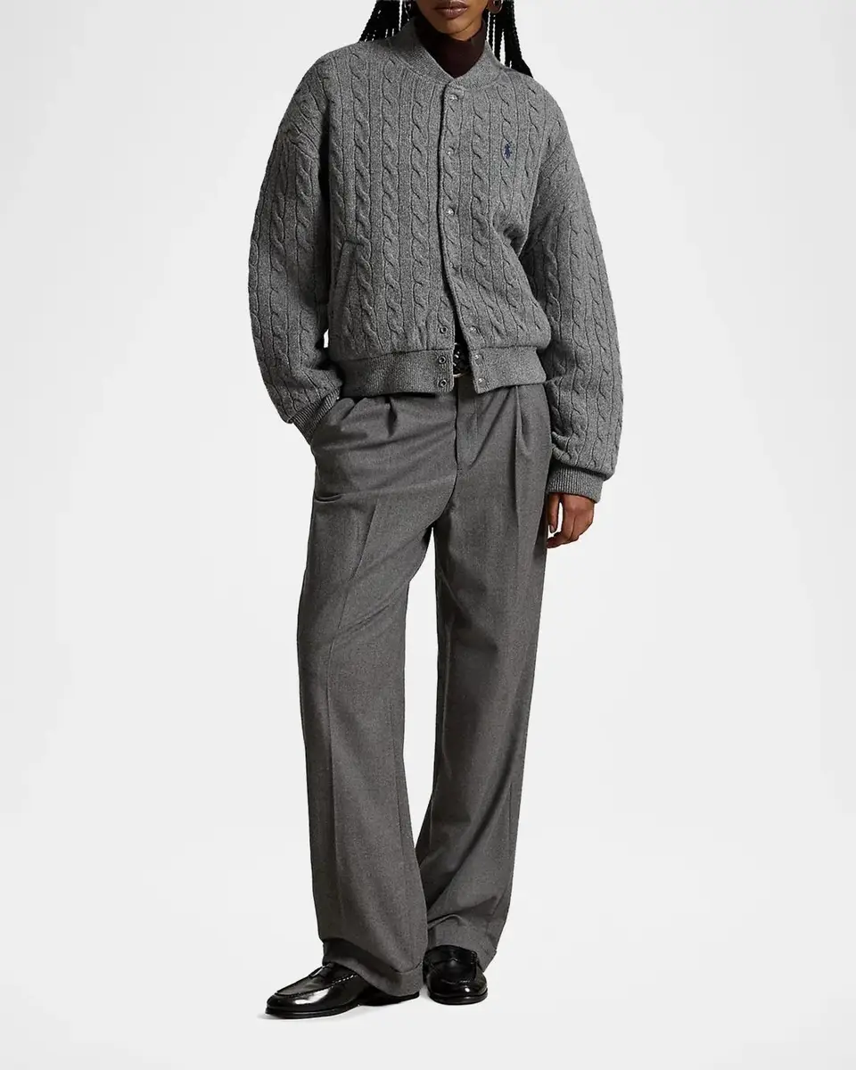 Polo Ralph Lauren Cable-Knit Wool-Cashmere Snapped Jacket | Thumbnail 2