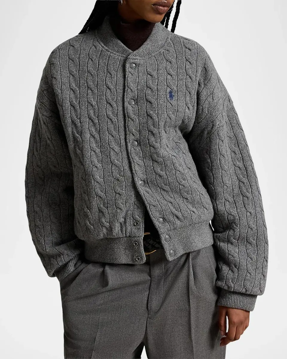 Polo Ralph Lauren Cable-Knit Wool-Cashmere Snapped Jacket | Thumbnail 4