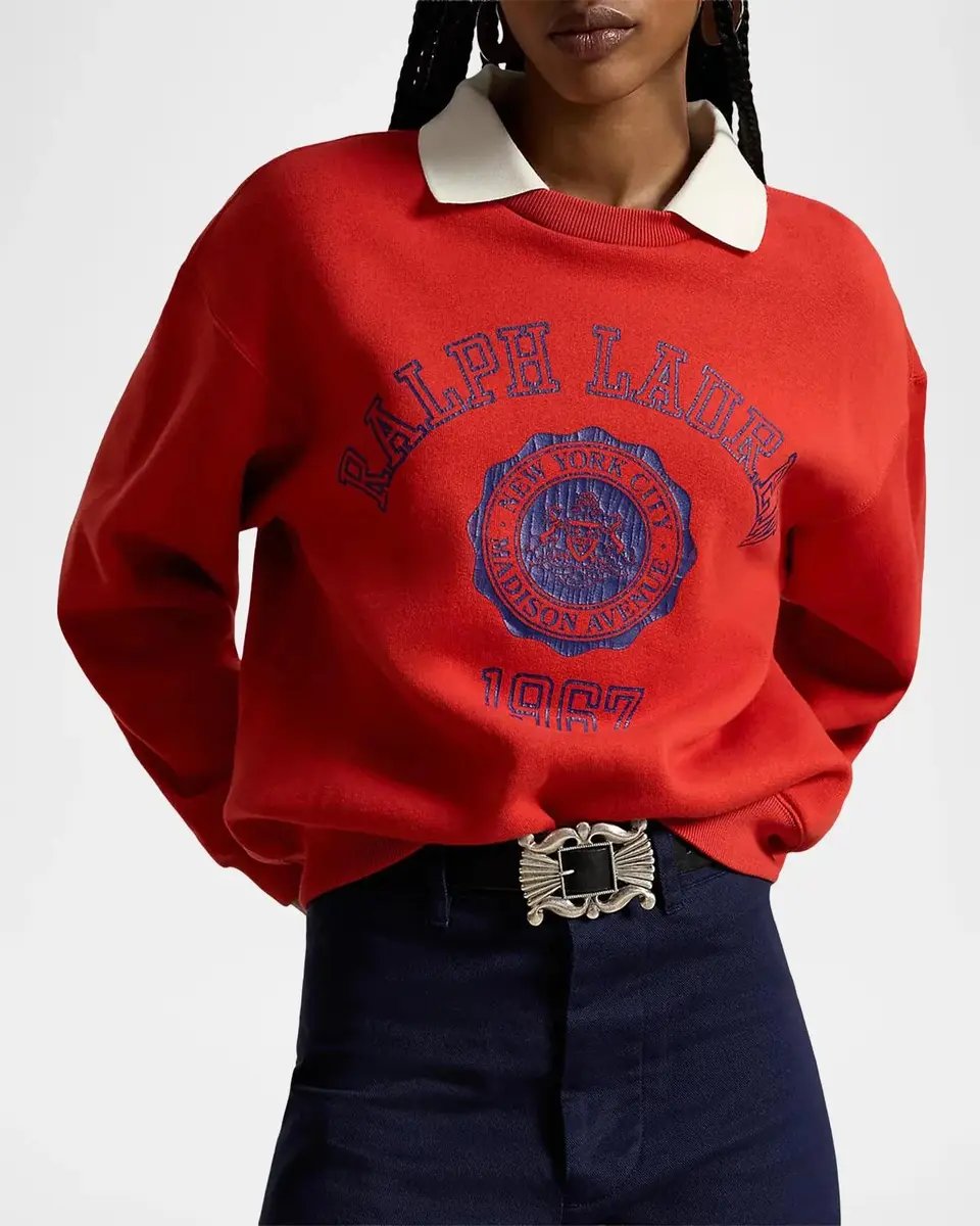 Polo Ralph Lauren Crest Polo-Collar Fleece Crewneck Sweatshirt | Thumbnail 4 Polo Ralph Lauren Crest Polo-Collar Fleece Crewneck Sweatshirt | Thumbnail 4