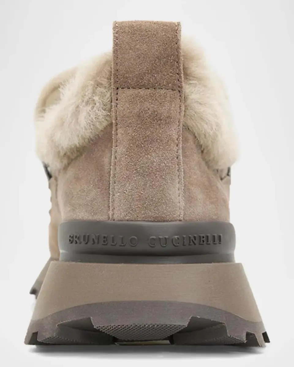 Brunello Cucinelli Suede and Shearling Low-Top Sneakers | Thumbnail 6 Brunello Cucinelli Suede and Shearling Low-Top Sneakers | Thumbnail 6