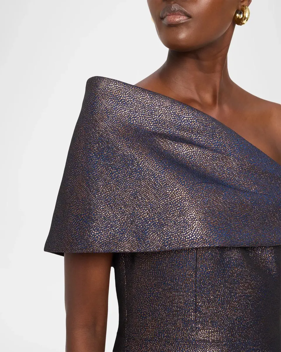 Rickie Freeman for Teri Jon Off-Shoulder Metallic Jacquard Gown | Thumbnail 5