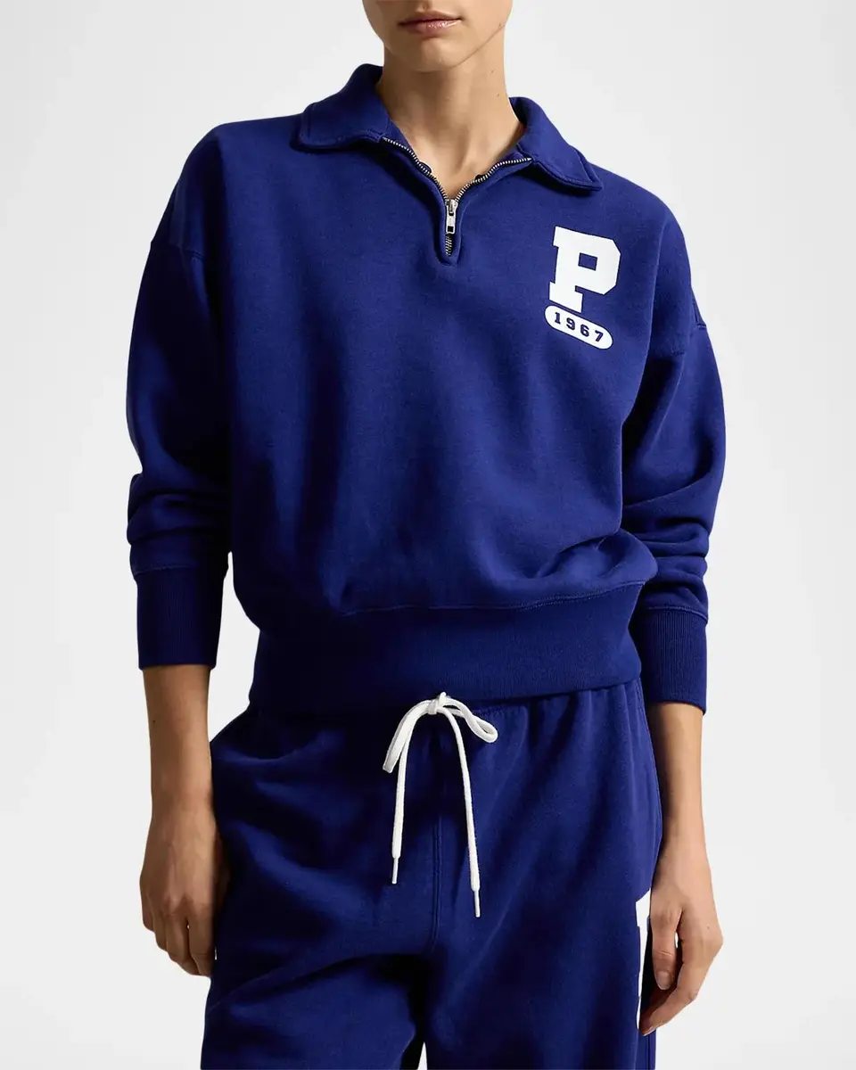 Polo Ralph Lauren P Logo Slub Fleece Quarter-Zip Sweatshirt | Thumbnail 4 Polo Ralph Lauren P Logo Slub Fleece Quarter-Zip Sweatshirt | Thumbnail 4