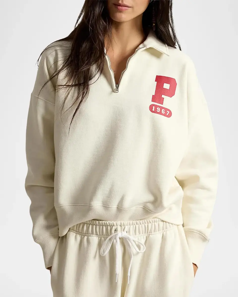 Polo Ralph Lauren P Logo Slub Fleece Quarter-Zip Sweatshirt | Thumbnail 4 Polo Ralph Lauren P Logo Slub Fleece Quarter-Zip Sweatshirt | Thumbnail 4