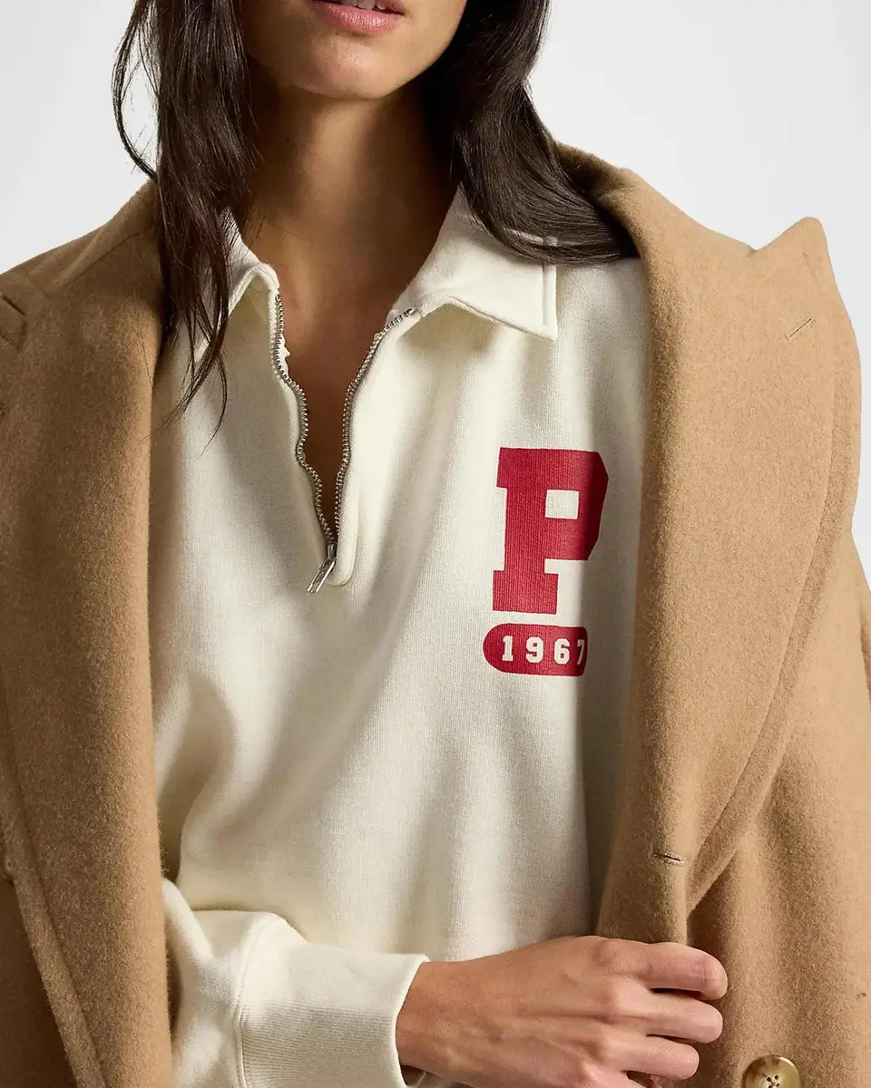 Polo Ralph Lauren P Logo Slub Fleece Quarter-Zip Sweatshirt | Thumbnail 5 Polo Ralph Lauren P Logo Slub Fleece Quarter-Zip Sweatshirt | Thumbnail 5
