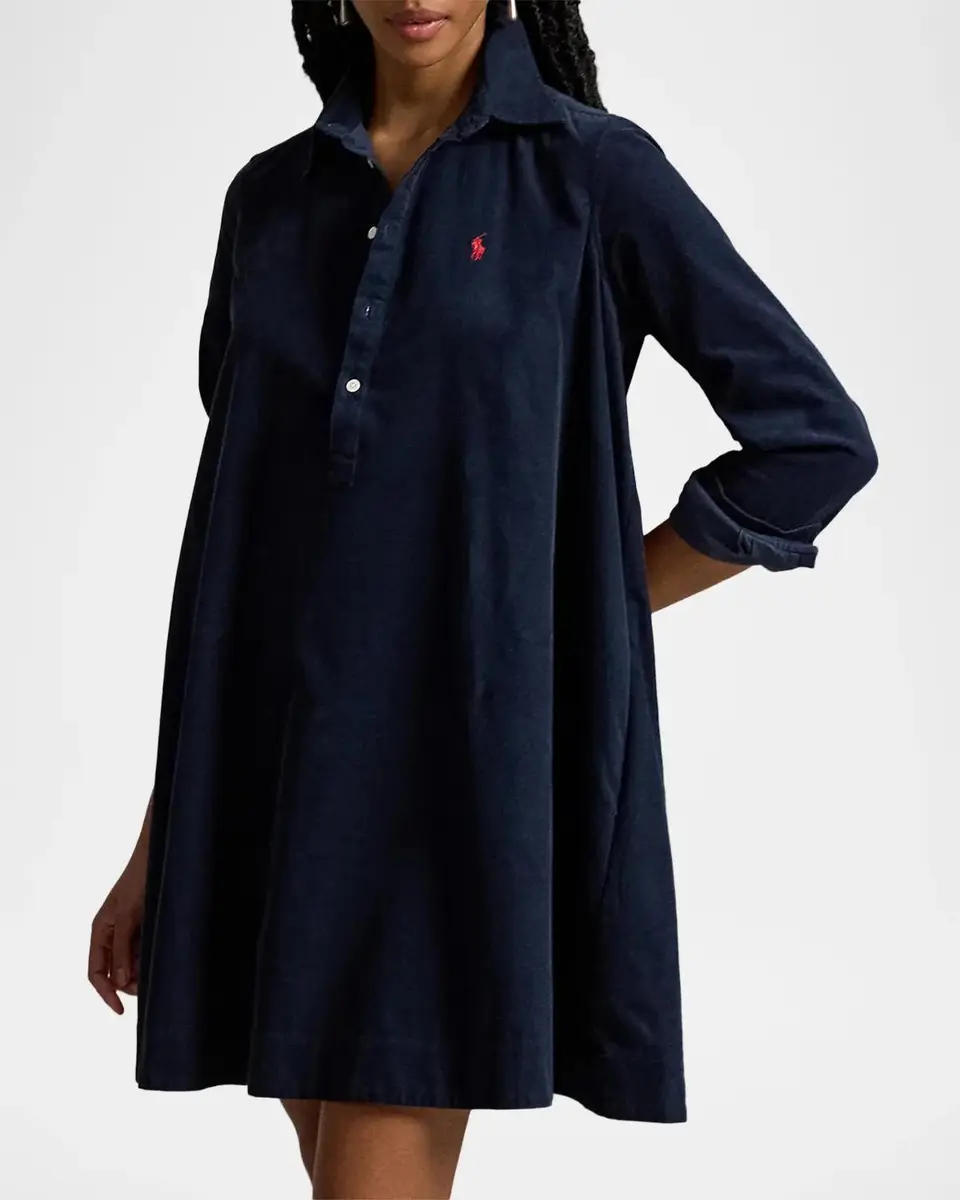 Polo Ralph Lauren Corduroy Pleated Mini Shirtdress | Thumbnail 4 Polo Ralph Lauren Corduroy Pleated Mini Shirtdress | Thumbnail 4