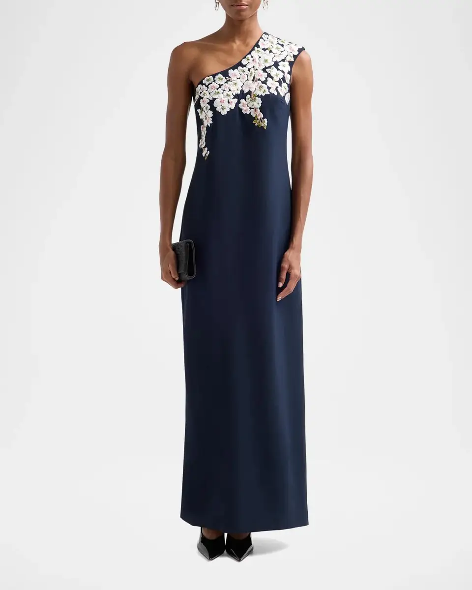 SACHIN & BABI Louisa One-Shoulder Floral Applique Gown | Thumbnail 2 SACHIN & BABI Louisa One-Shoulder Floral Applique Gown | Thumbnail 2