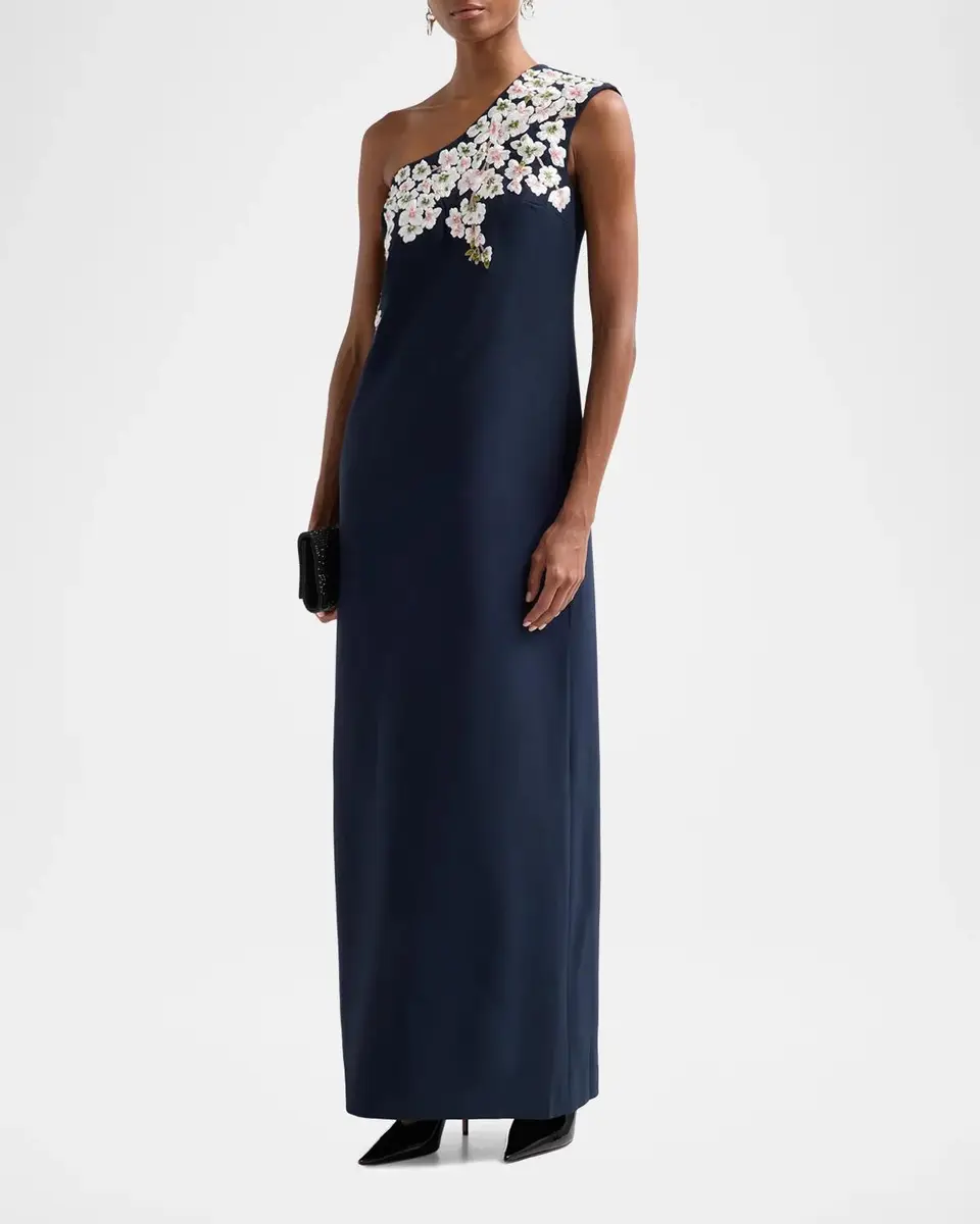 SACHIN & BABI Louisa One-Shoulder Floral Applique Gown | Thumbnail 4 SACHIN & BABI Louisa One-Shoulder Floral Applique Gown | Thumbnail 4