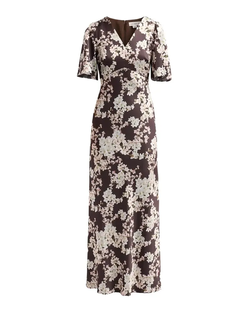 SACHIN & BABI Mae Floral Empire Column Gown