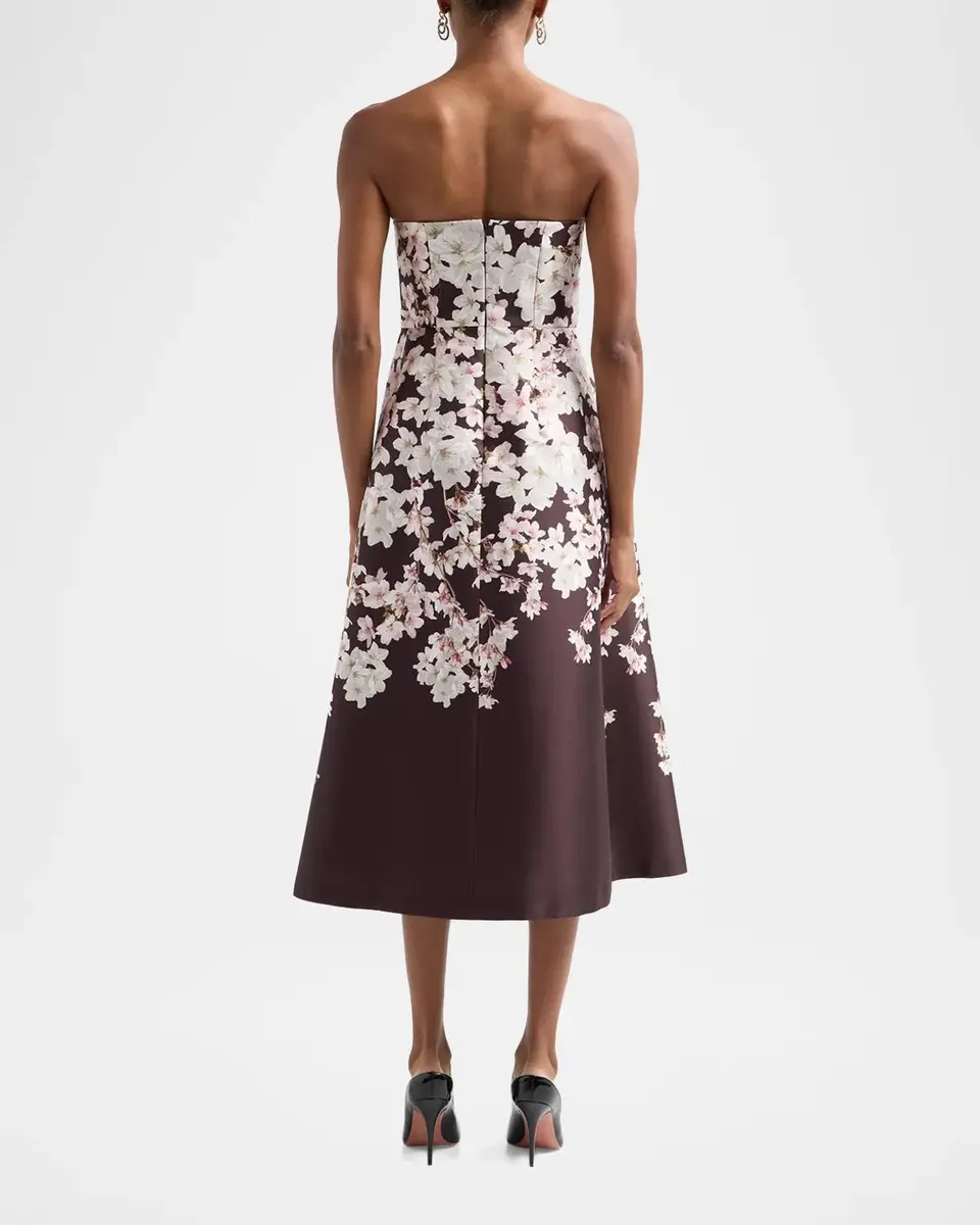 SACHIN & BABI Shay Strapless Floral Mikado Midi Dress | Thumbnail 3
