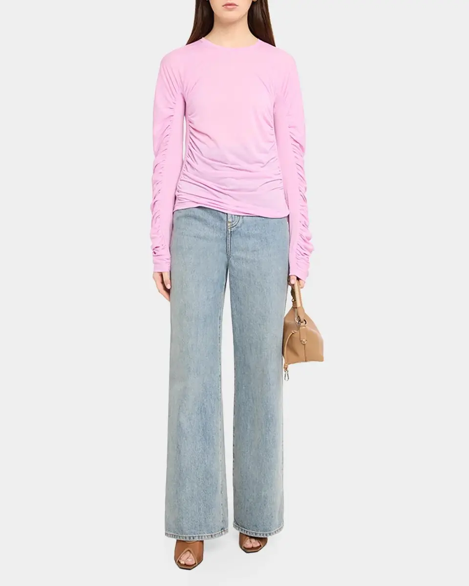 JW Anderson Ruched Cotton-Blend Jersey Top | Thumbnail 2 JW Anderson Ruched Cotton-Blend Jersey Top | Thumbnail 2