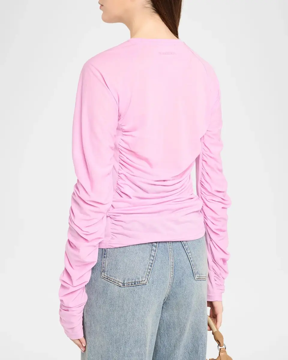 JW Anderson Ruched Cotton-Blend Jersey Top | Thumbnail 3 JW Anderson Ruched Cotton-Blend Jersey Top | Thumbnail 3