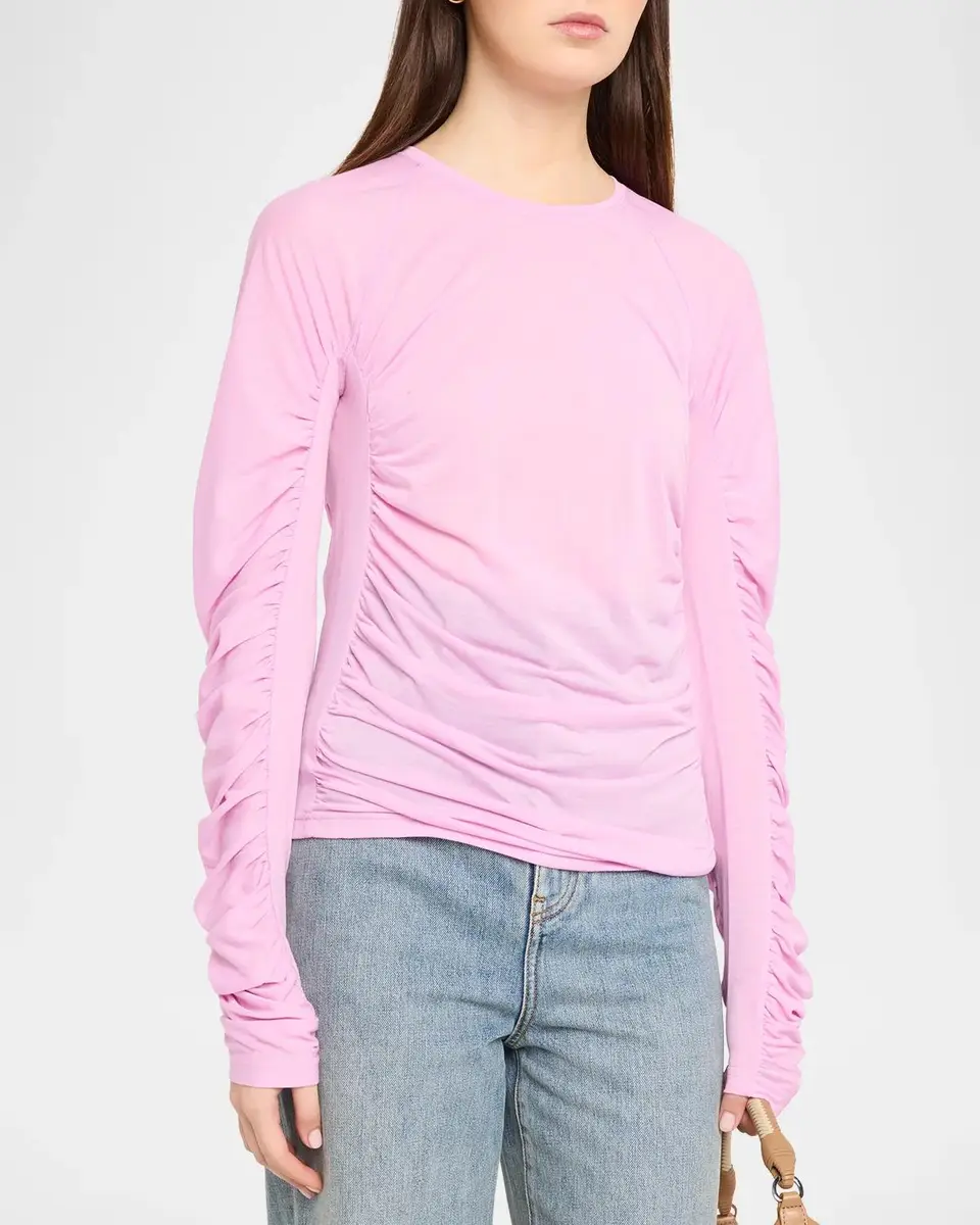 JW Anderson Ruched Cotton-Blend Jersey Top | Thumbnail 4 JW Anderson Ruched Cotton-Blend Jersey Top | Thumbnail 4