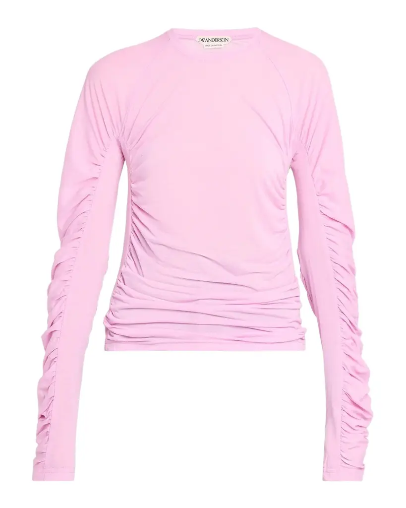 JW Anderson Ruched Cotton-Blend Jersey Top