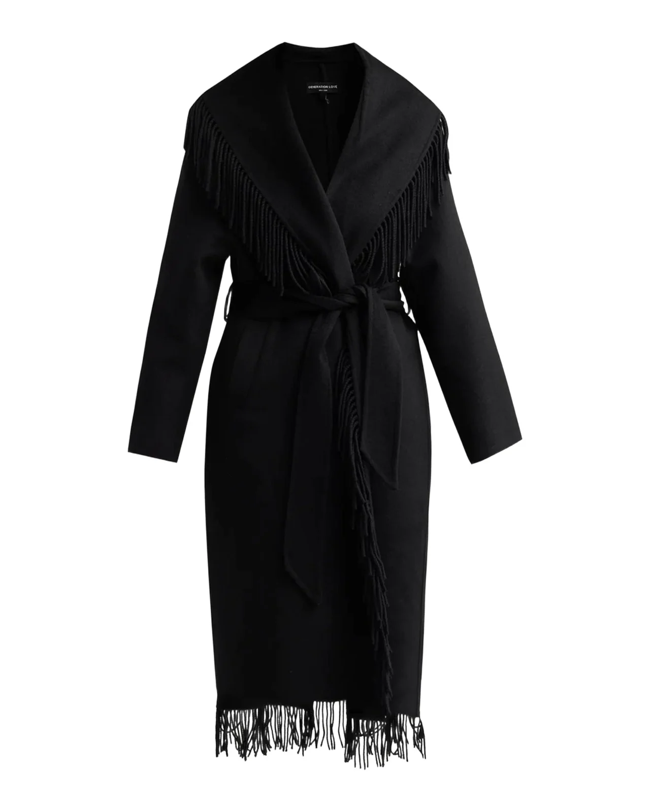 Jenny Fringe Wool Wrap Coat Jenny Fringe Wool Wrap Coat