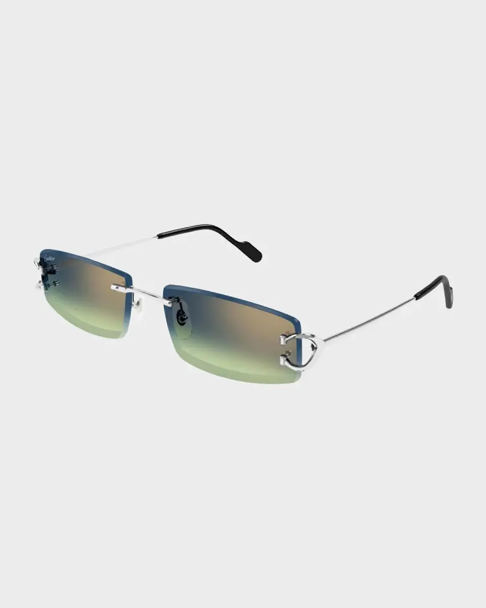 Cartier Men's Rimless Metal and Nylon Rectangle Sunglasses | Thumbnail 2 Cartier Men's Rimless Metal and Nylon Rectangle Sunglasses | Thumbnail 2