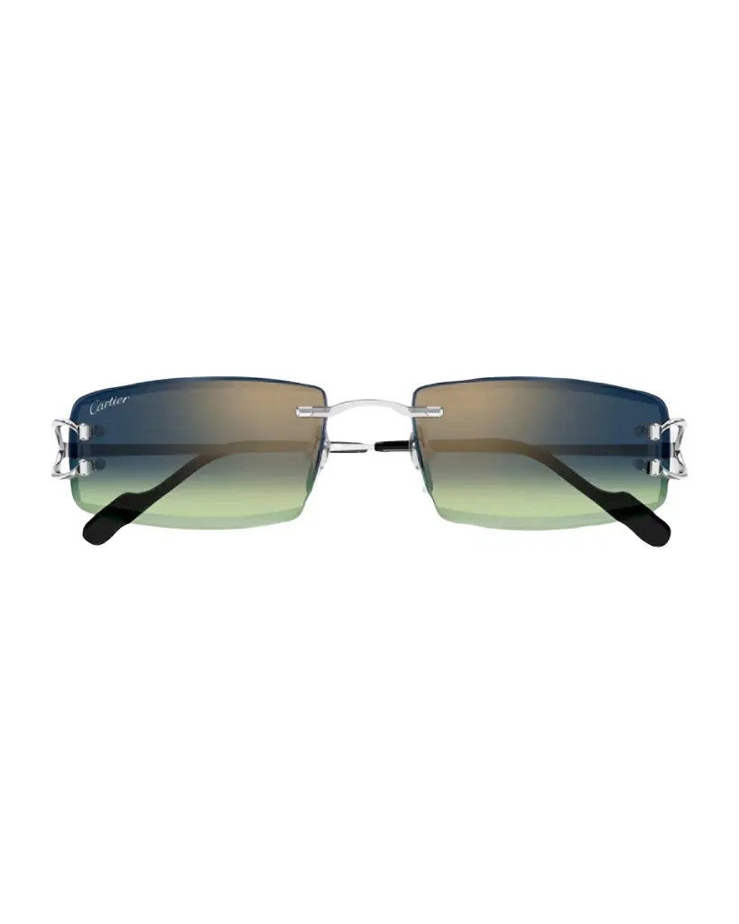Cartier Men's Rimless Metal and Nylon Rectangle Sunglasses