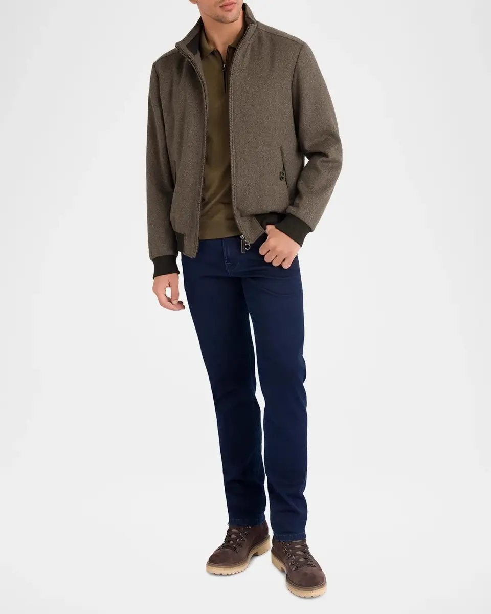 Stefano Ricci Men's Textured Wool Bomber Jacket | Thumbnail 2 Stefano Ricci Men's Textured Wool Bomber Jacket | Thumbnail 2