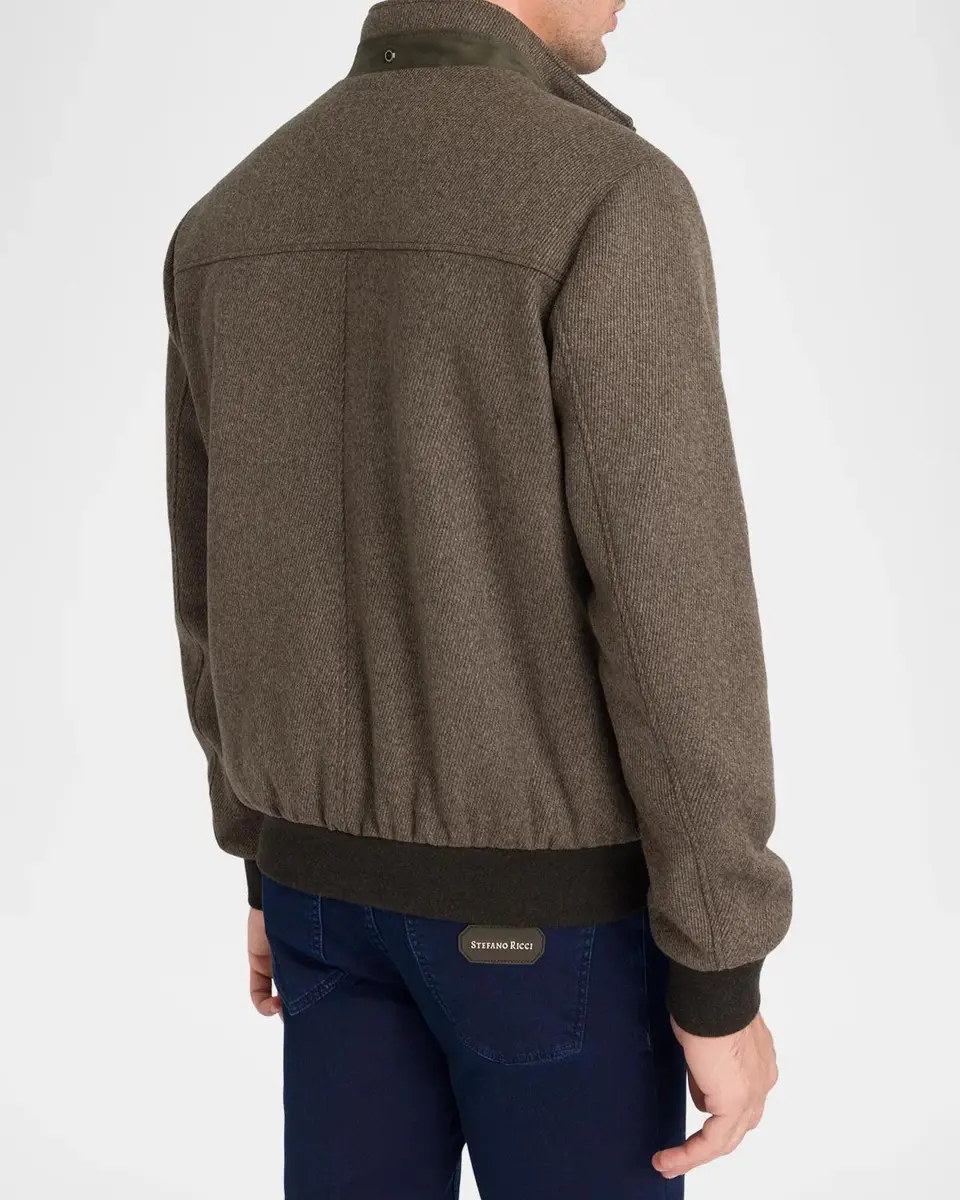 Stefano Ricci Men's Textured Wool Bomber Jacket | Thumbnail 3 Stefano Ricci Men's Textured Wool Bomber Jacket | Thumbnail 3