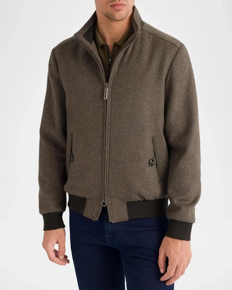 Stefano Ricci Men's Textured Wool Bomber Jacket | Thumbnail 4 Stefano Ricci Men's Textured Wool Bomber Jacket | Thumbnail 4