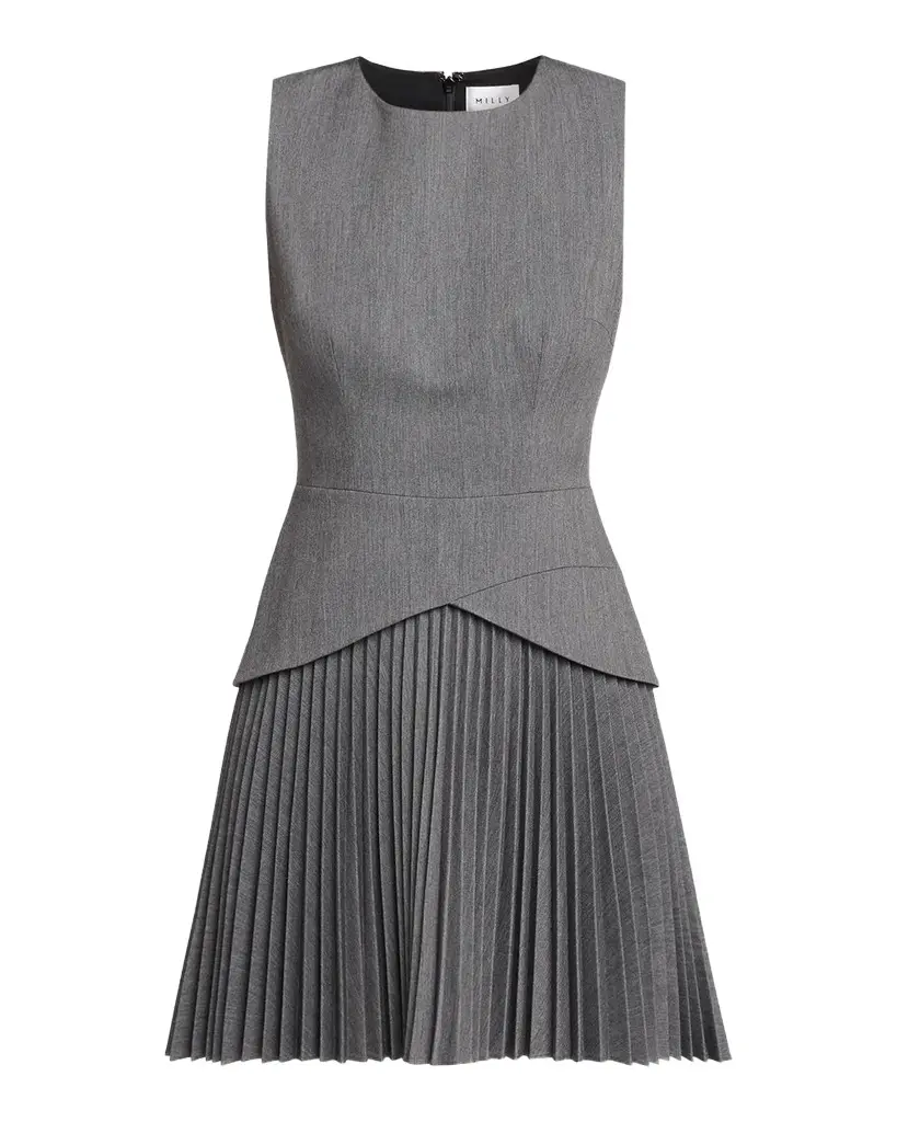 Milly Haddy Pleated Sleeveless Mini Dress